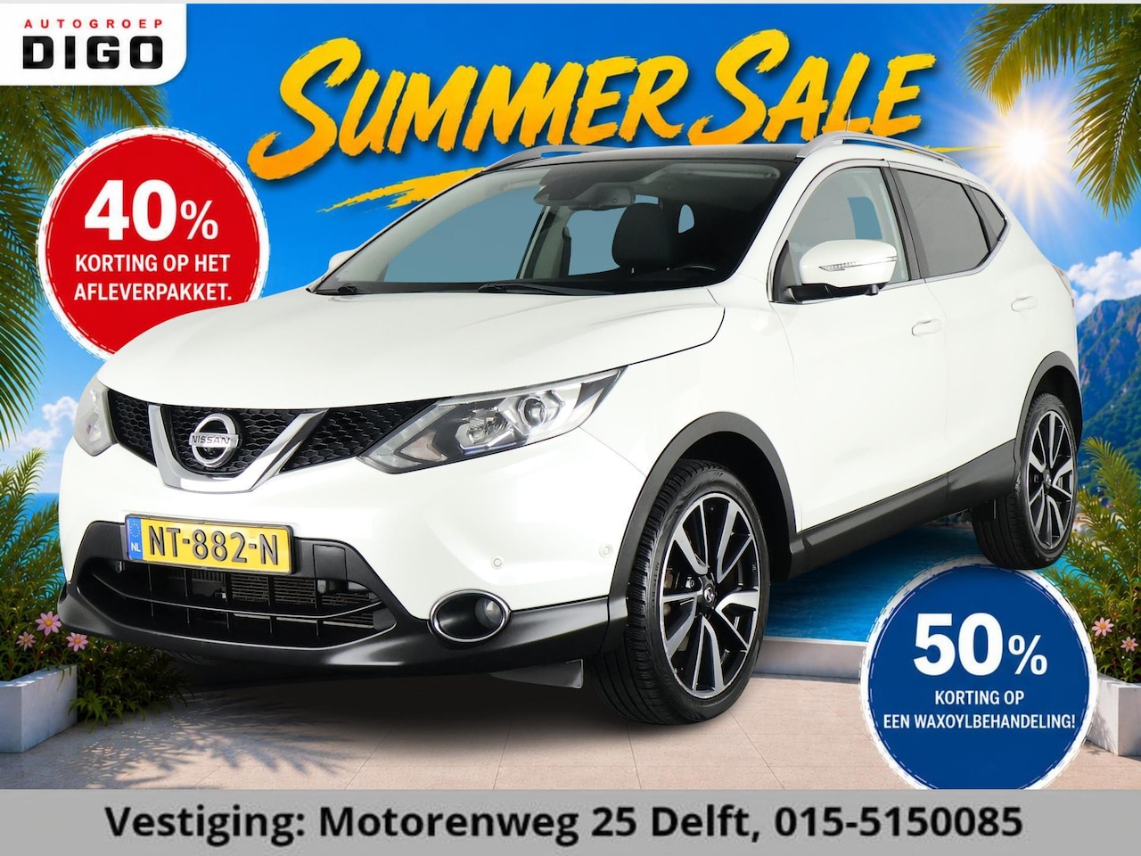 Nissan Qashqai - 1.2 PREMIER EDITION PANO LEDER TREKHAAK . CRUISE CONTROL . NAVIGATIE . 360° CAMERA . - AutoWereld.nl