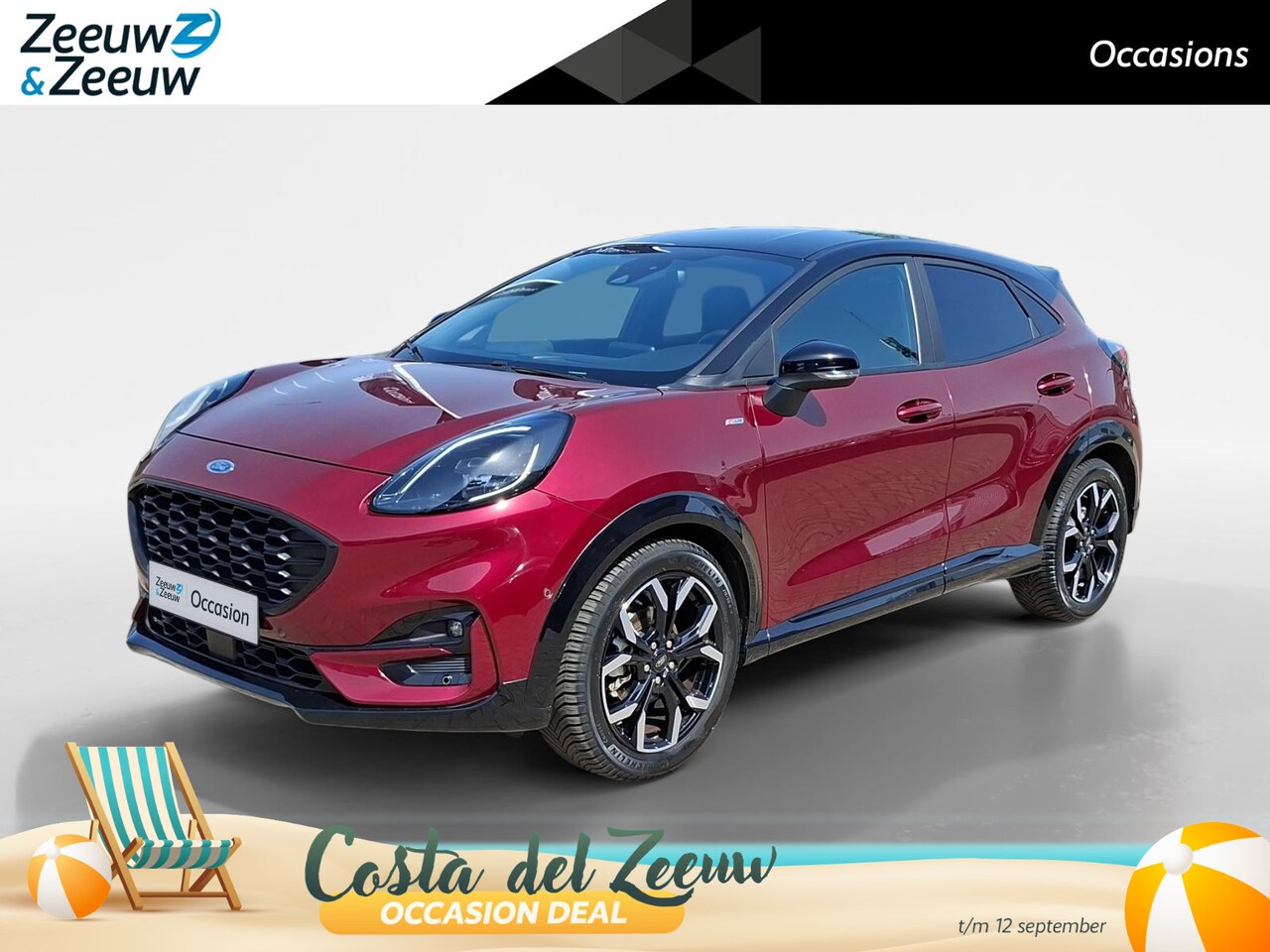 Ford Puma - 1.0 EcoBoost Hybrid Vivid Ruby Edition UNIEK! | ST - LINE X| Dealeronderhouden | Stoel- st - AutoWereld.nl