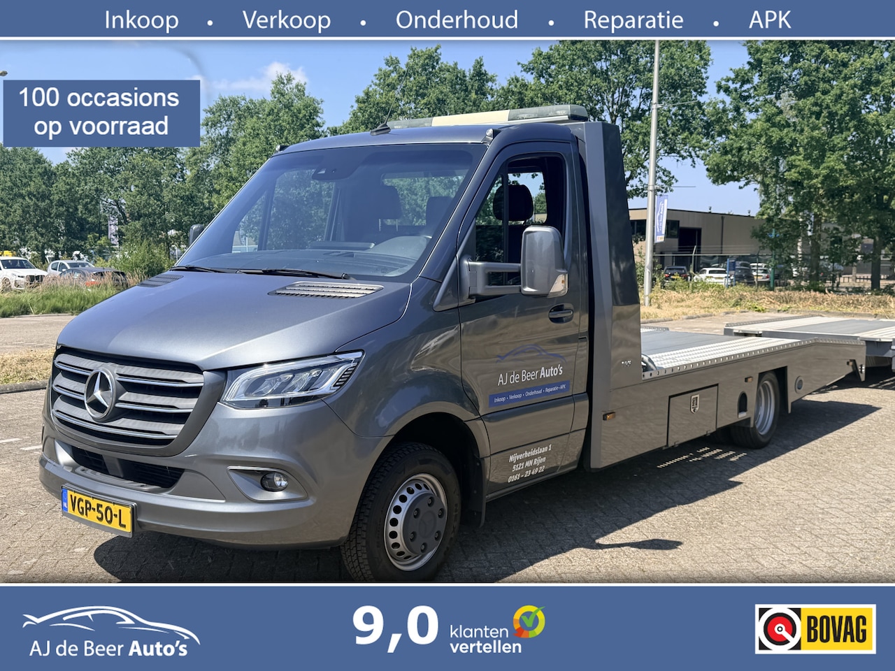 Mercedes-Benz Sprinter - 519 3.0 CDI L3 EURO VI-D Tijhof Aluliner oprijwagen full optie met aanhanger - AutoWereld.nl