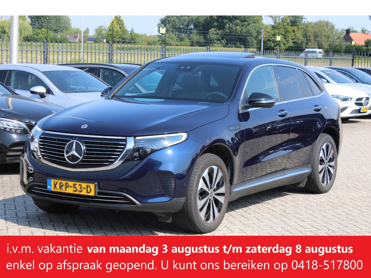 Mercedes-Benz EQC - 400 4MATIC 80kWh (SOH 95.84%) Luxury LEDER SCHUIFDAK KEY-LESS GO TREKHAAK SFEER - AutoWereld.nl