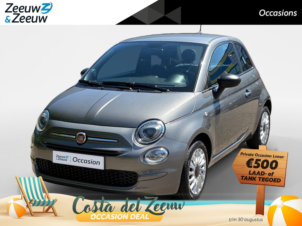 Fiat 500 - 1.0 Hybrid Cult Airco , lichtmetalen velgen 15" , navi , parkeersensor , tel , usb-c , Ap - AutoWereld.nl