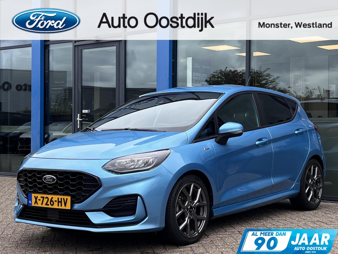 Ford Fiesta - 1.0 EcoBoost Hybrid ST-Line 125PK Cruise Carplay-Navi Climate Parkeersensoren Achter 17'' - AutoWereld.nl