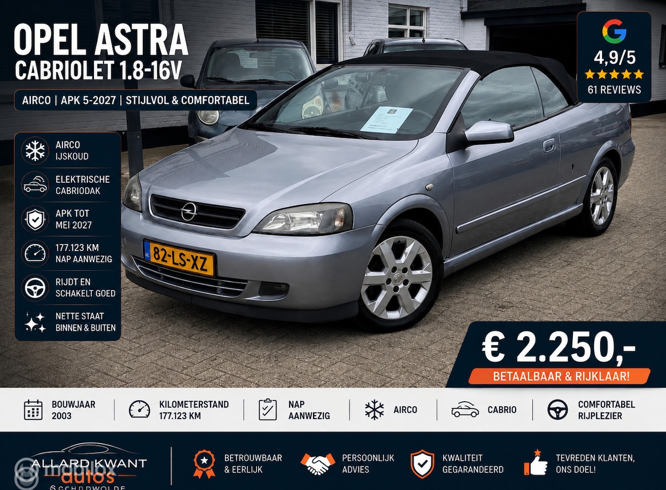 Opel Astra Cabriolet - 1.8-16V / Airco / Apk 5-2027 Aanbieding - AutoWereld.nl