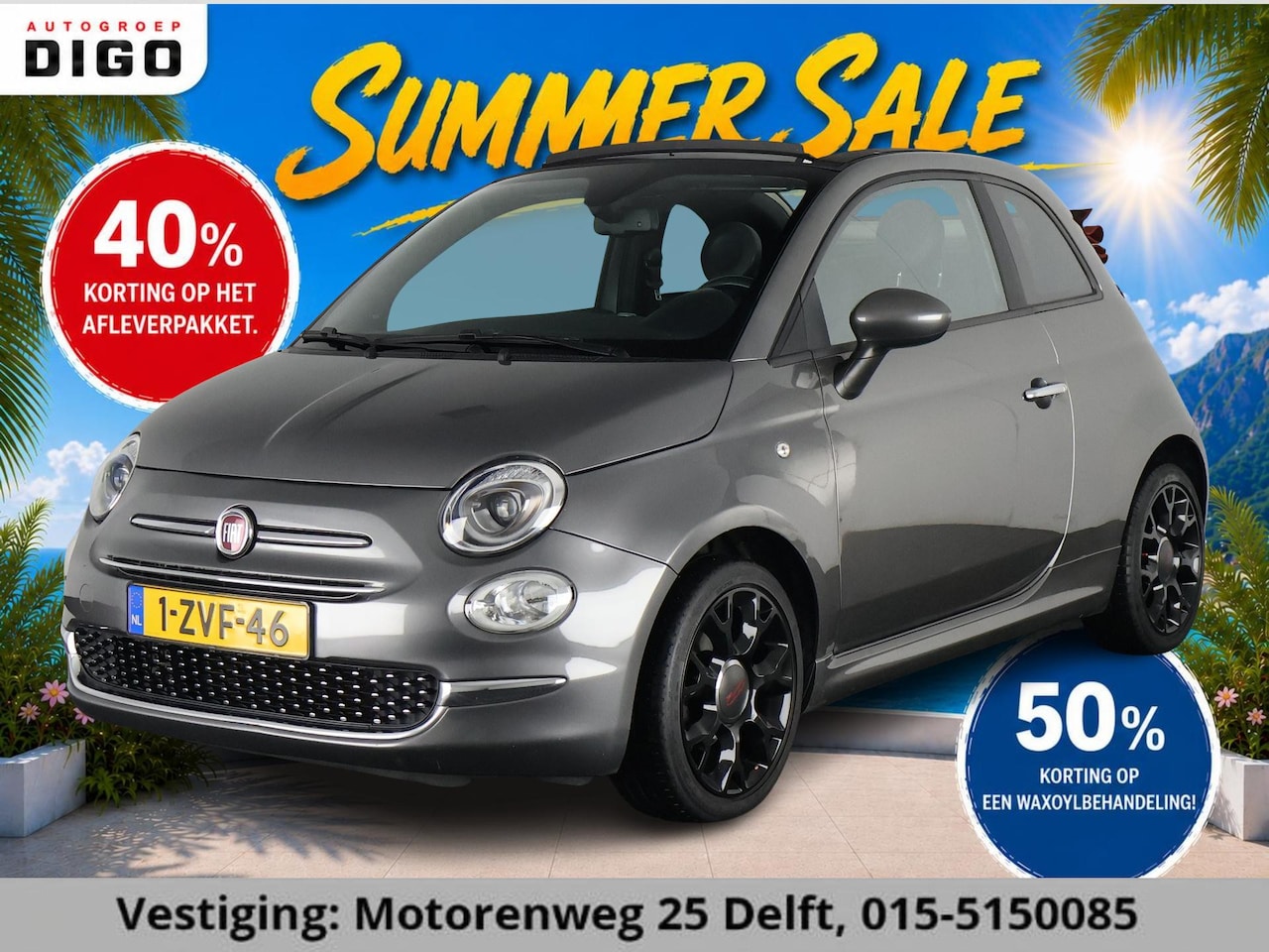 Fiat 500 C - 0.9 TwinAir Turbo 500S Cabrio | Climate Control | Sportstoelen Half Leder | Lichtmetalen v - AutoWereld.nl