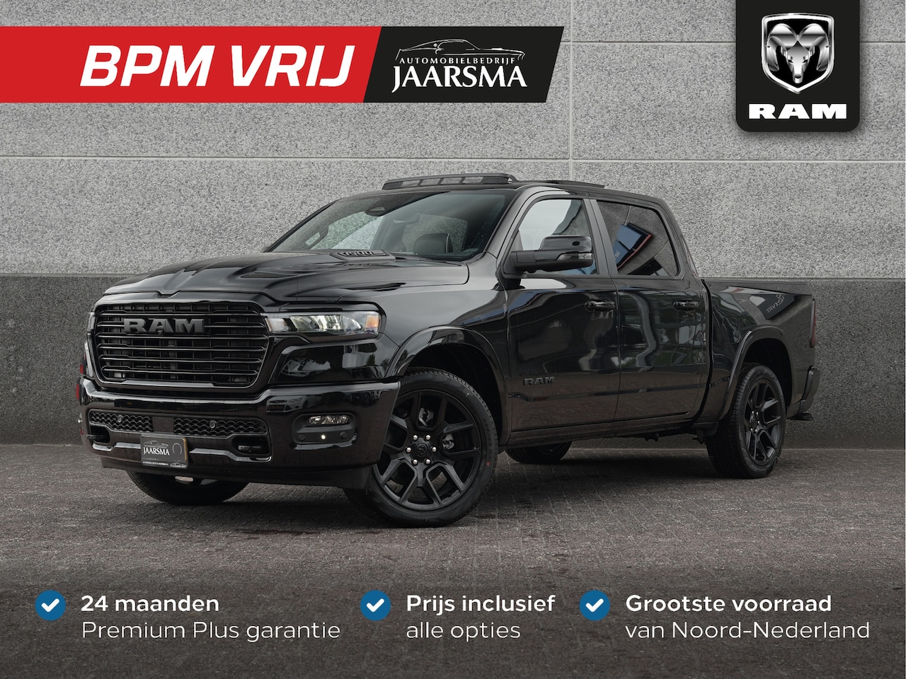 Dodge Ram 1500 - Laramie Night SST Hurricane 426pk |BPM vrij! |Passenger Display | INCL. Trekhaak, cover | - AutoWereld.nl