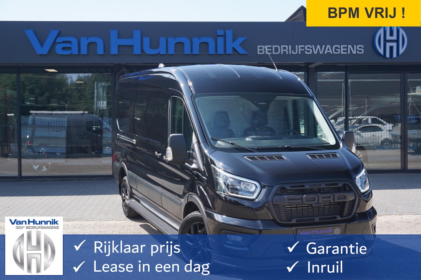 Ford Transit - 350L L3H2 Black Raptor AUT-10 RWD 165PK BPM VRIJ Navi, Adap. Cruise, 360° Cam, 3.5T Trekha - AutoWereld.nl