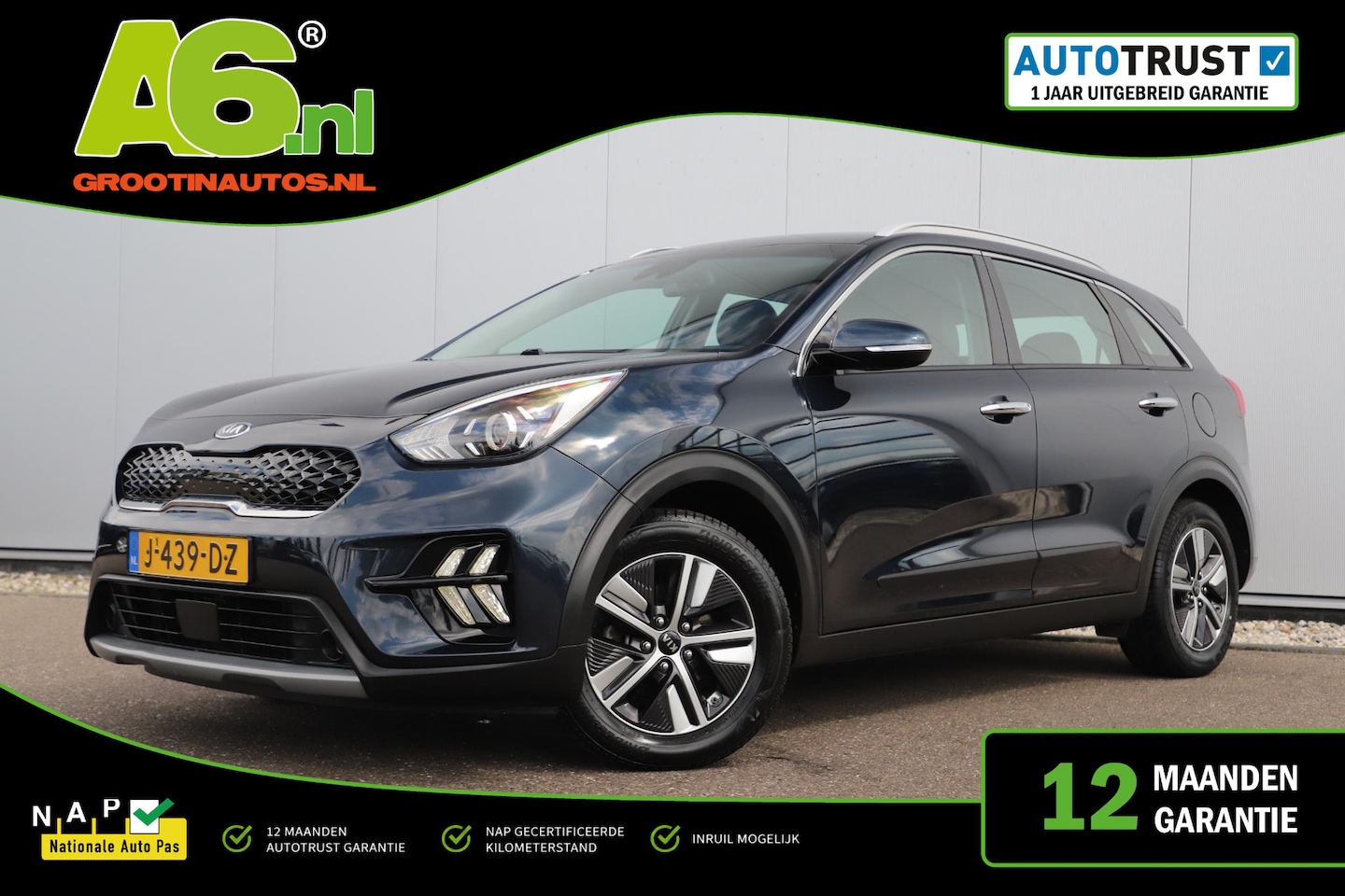 Kia Niro - 1.6 GDi Hybrid DynamicLine Automaat Navigatie Achteruitrijcamera Carplay Android Clima Ada - AutoWereld.nl