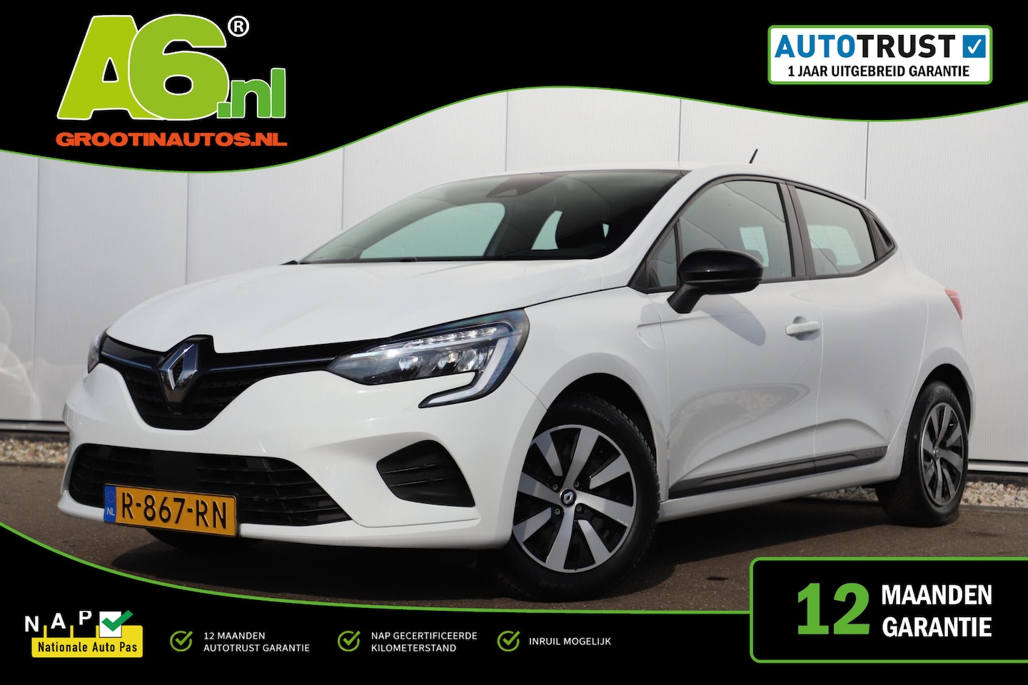 Renault Clio - 1.0 TCe 90 Equilibre Navigatie Carplay Android Climate Cruise Control Rijstrooksensor Park - AutoWereld.nl