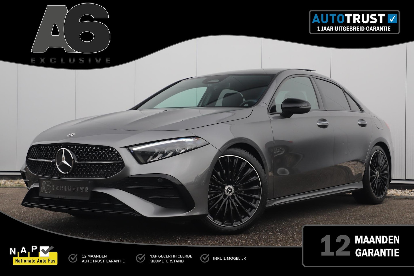 Mercedes-Benz A-klasse - 180 AMG Line Night Pakket Automaat Panoramadak 19 inch Keyless Sfeerverlichting Burmester - AutoWereld.nl
