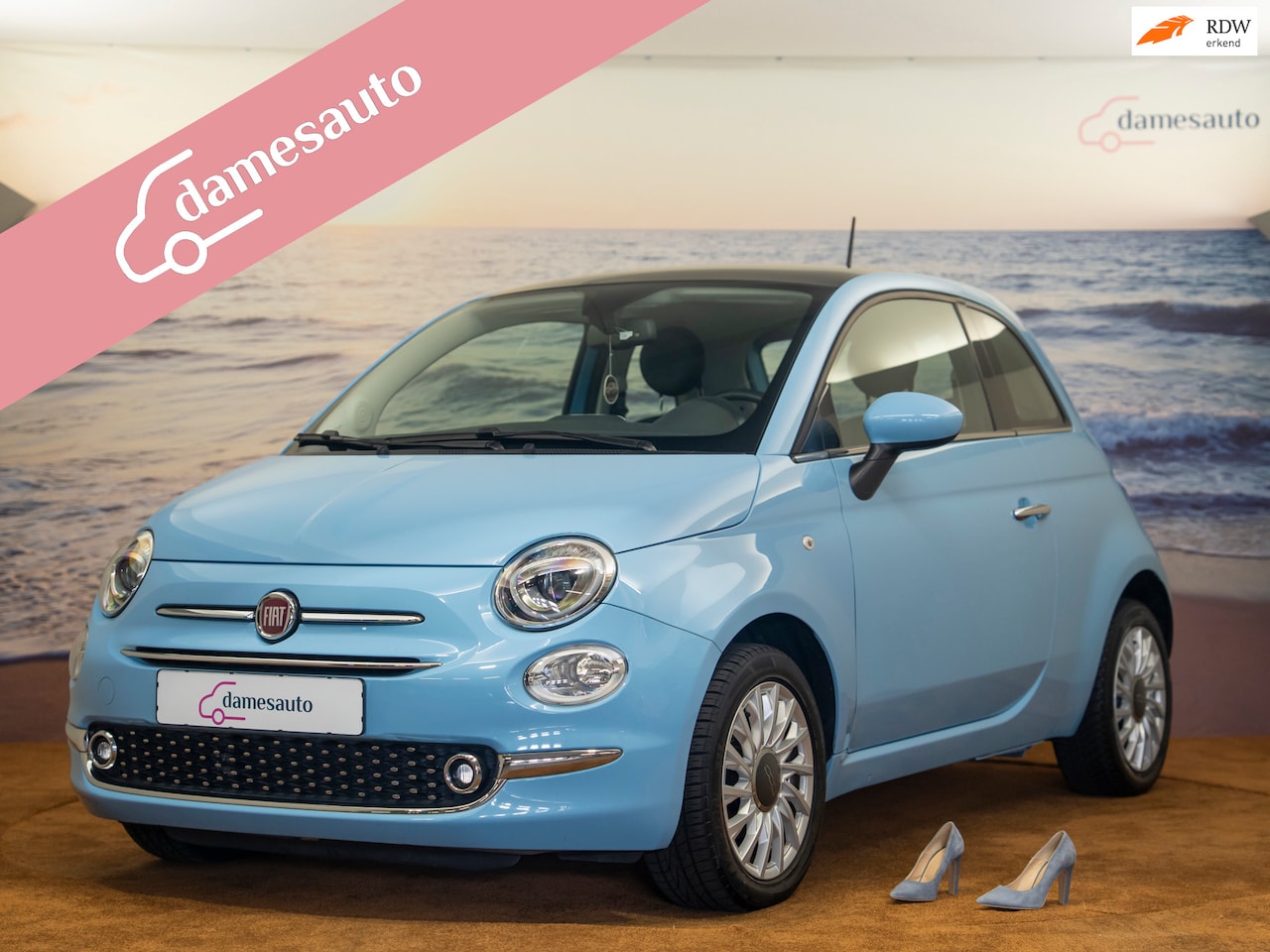 Fiat 500 - 1.2 Lounge Babyblauw, incl garantie - AutoWereld.nl