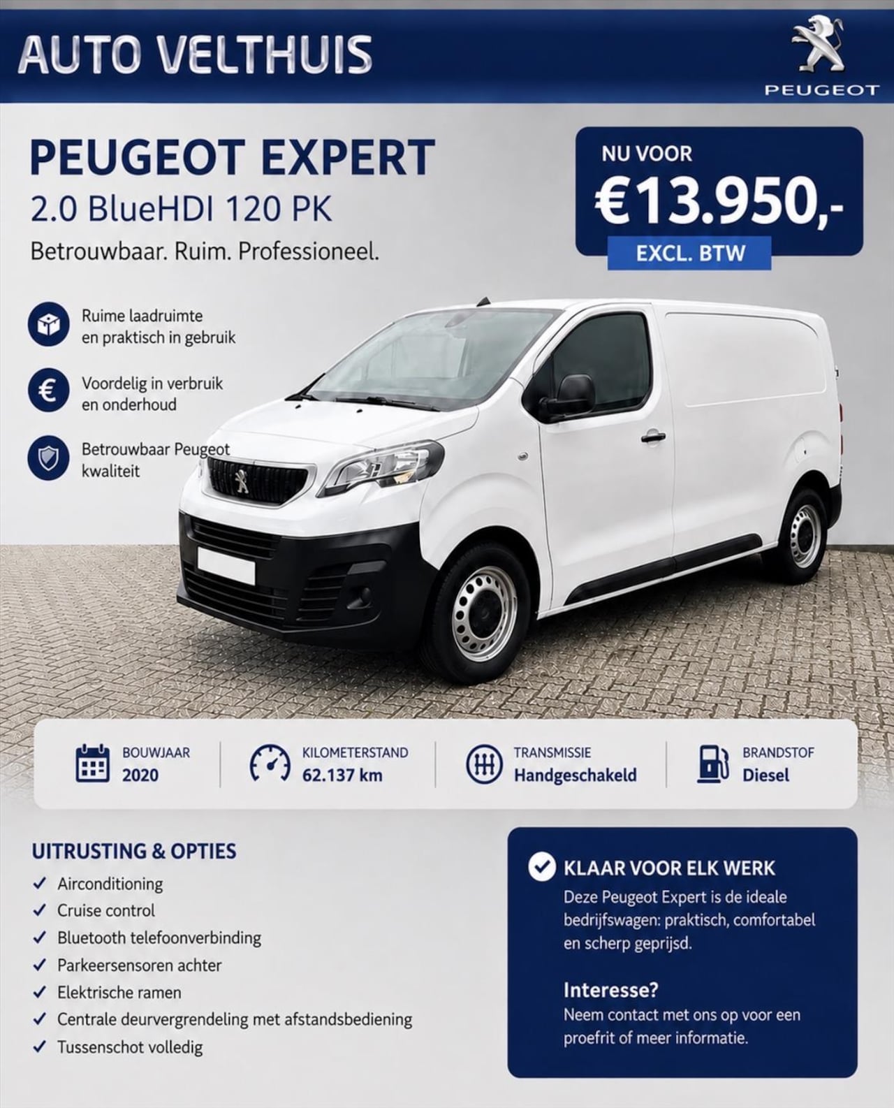 Peugeot Expert - 231S GB 2.0 BlueHDi 120pk 3-pers. *trekhaak, betimmering* - AutoWereld.nl