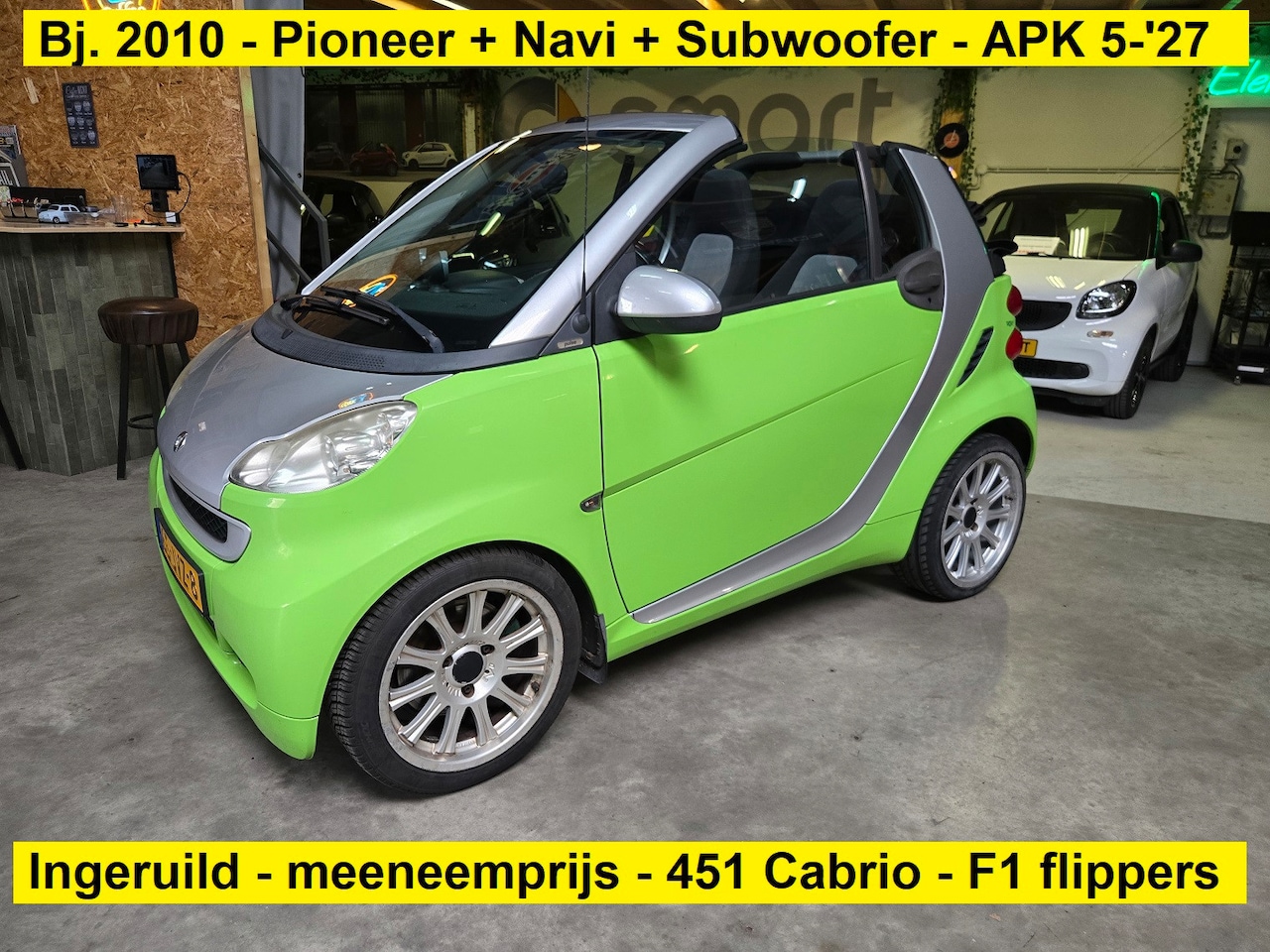 Smart Fortwo cabrio - 1.0 mhd Pure - Schakelflippers - Pioneer Navi + Sub - APK mei 2027 - AutoWereld.nl