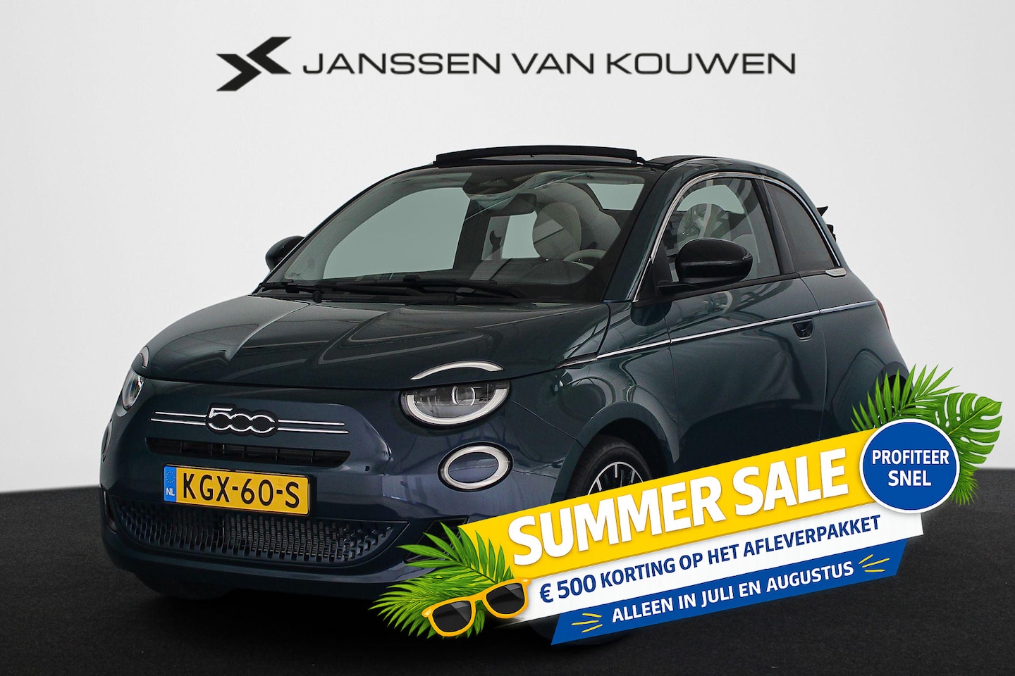 Fiat 500 - 1.0 Hybrid La Prima Cabrio Camera LED Stoelverwarming Leder - AutoWereld.nl