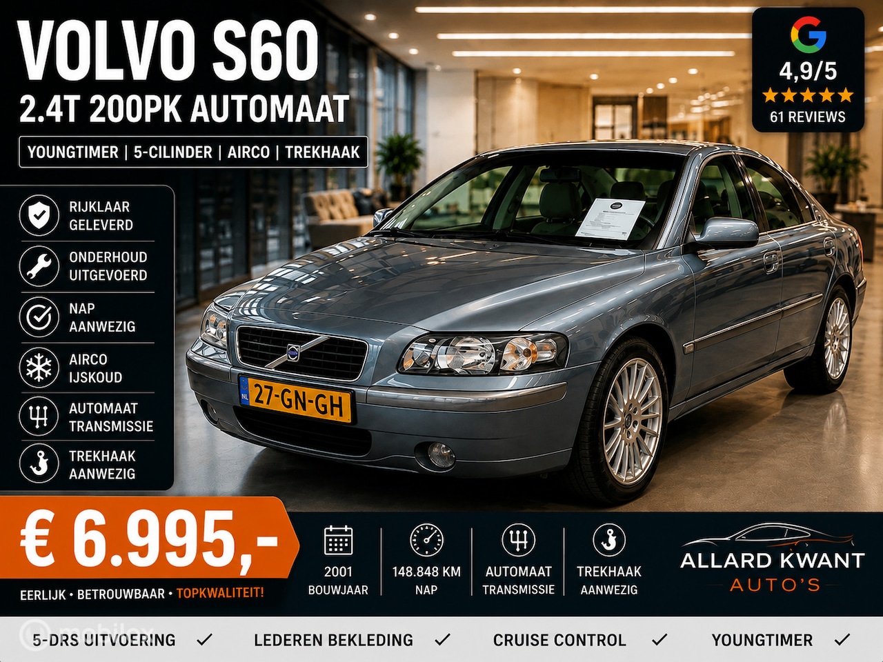 Volvo S60 - 2.4T 200pk 5-cilinder/Automaat/Youngtimer/148.dkm - AutoWereld.nl