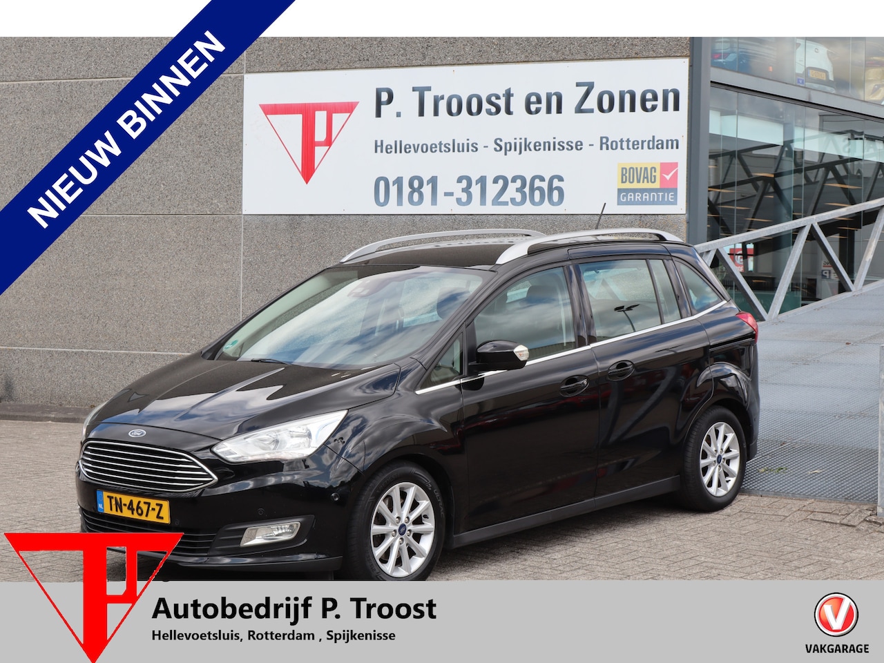 Ford Grand C-Max - 1.0 Titanium 7 PersoonsAuto/Climatronic Airco/Trekhaak/P.Sensoren V/A/Bleutooth/L.M Velgen - AutoWereld.nl