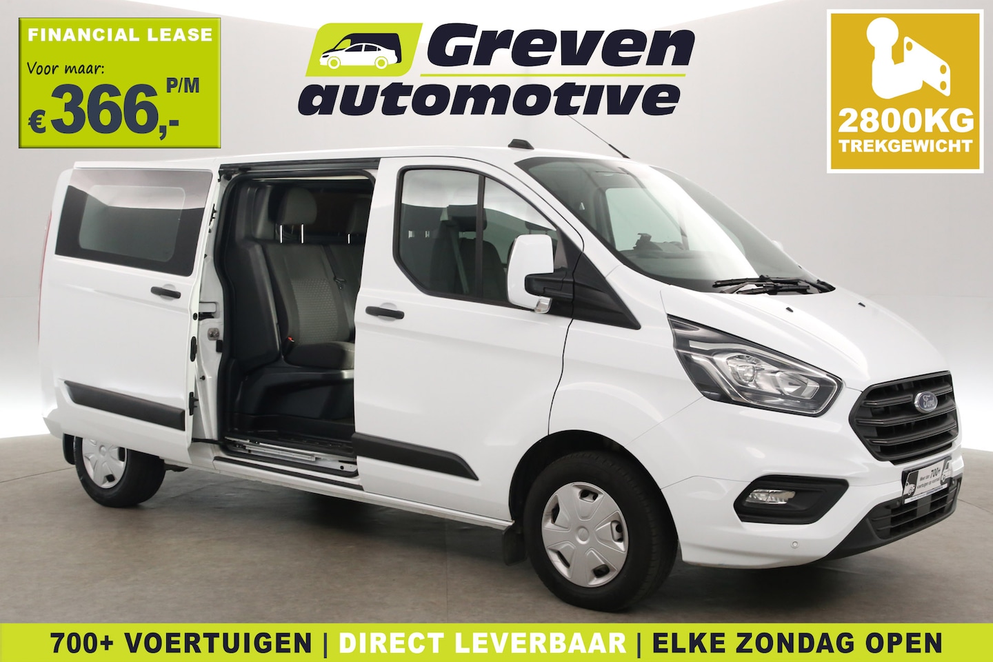Ford Transit Custom - 2.0 TDCI L2H1 | DC | 6 Zits | 2800kg Trekgew. | Airco | Cruise | 2xSchuifdeur | Parkeersen - AutoWereld.nl