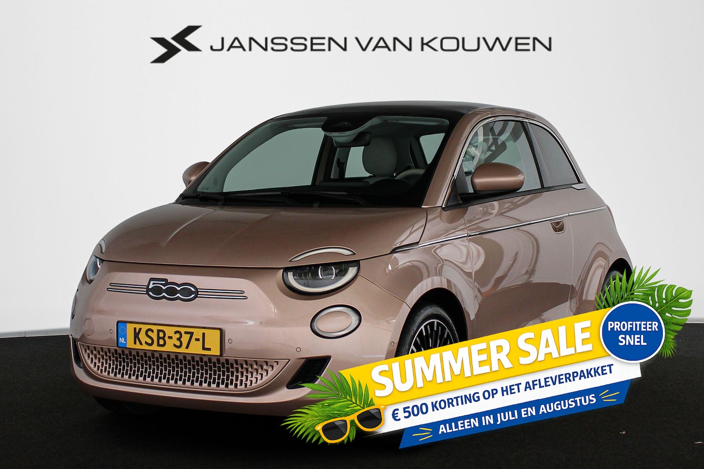 Fiat 500e - La Prima 42 kWh Pano Leder Stoelverwarming JBL Camera Apple CarPlay - AutoWereld.nl