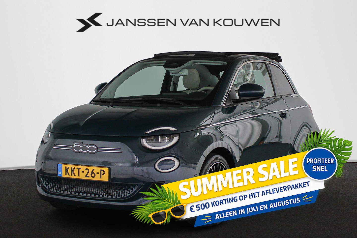 Fiat 500 C - La Prima 24 kWh Cabrio Leder Stoelverwarming Camera JBL Keyless - AutoWereld.nl
