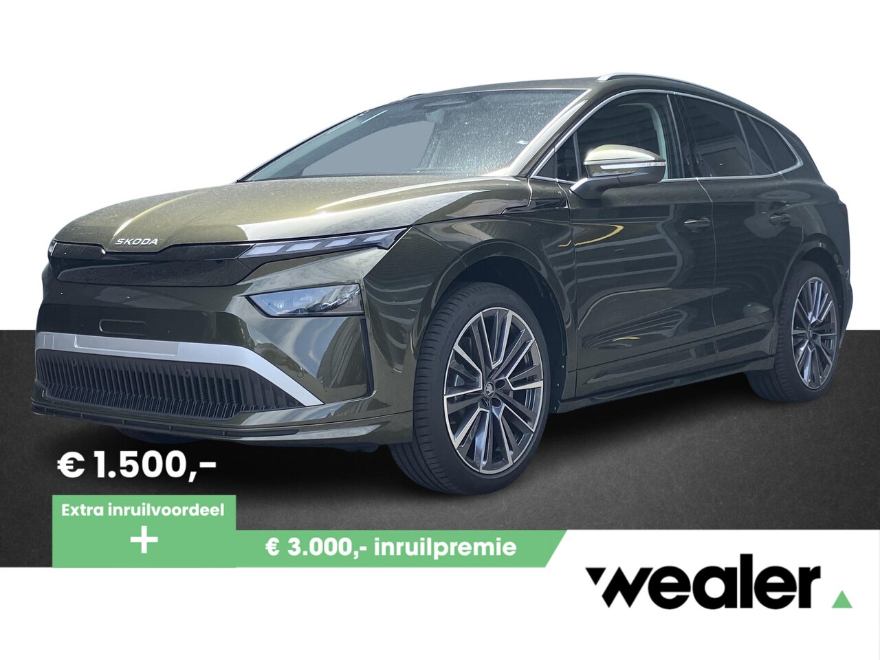 Skoda Enyaq iV - 85 Business Edition 286 PK | Trekhaak | 21" lichtmetalen velgen | Olibo Green | Panorama d - AutoWereld.nl