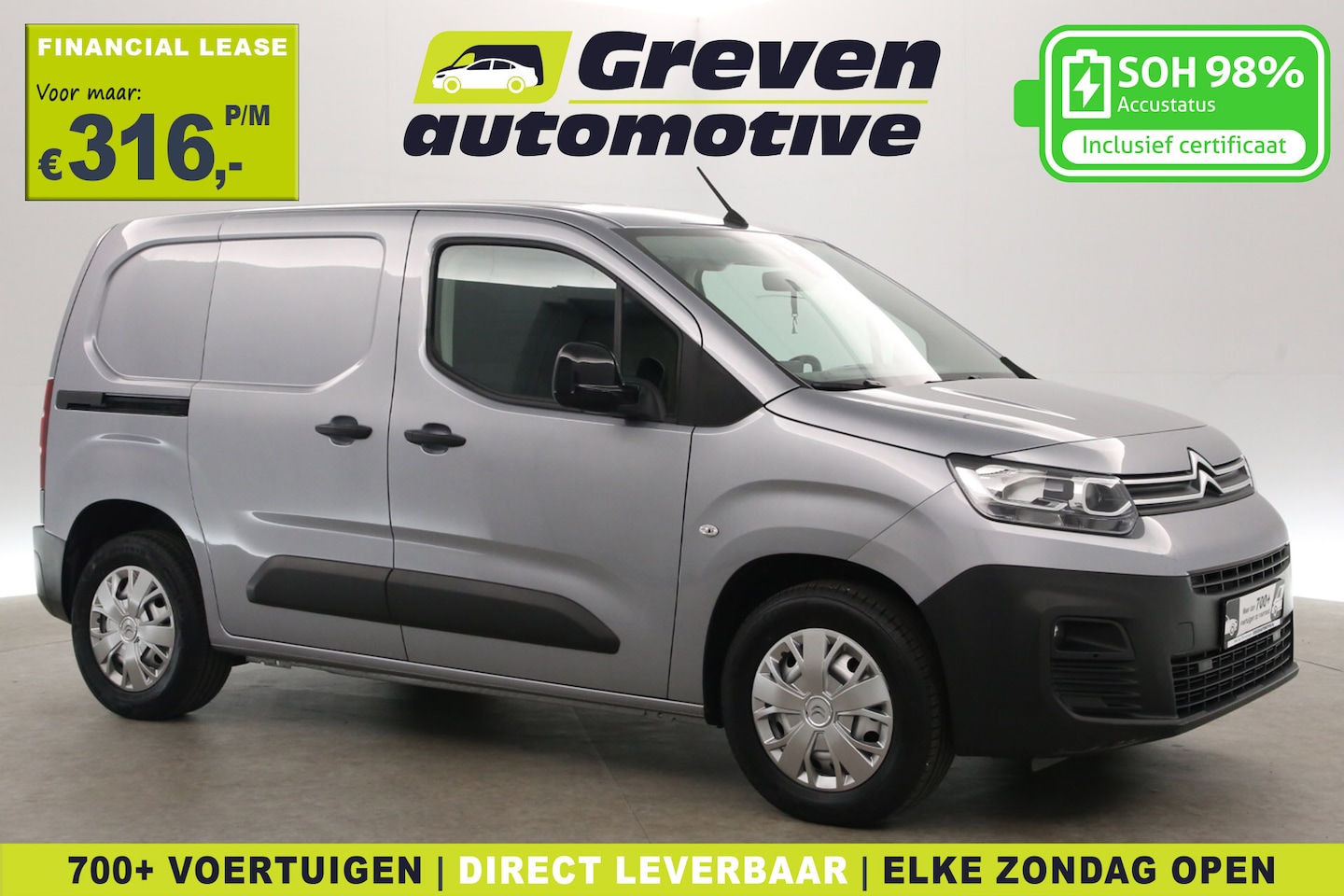 Peugeot e-Partner - Citroen e-Berlingo 50 kWh | Snelladen | SOH 98% | Airco | Cruise | Elektrpakket - AutoWereld.nl