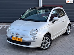 Fiat 500 C - 0.9 TwinAir CABRIO Lounge PARELMOER ZEER NETTE STAAT AUTOMAAT ROOD LEER CLIMA BOMVOL OPTIE