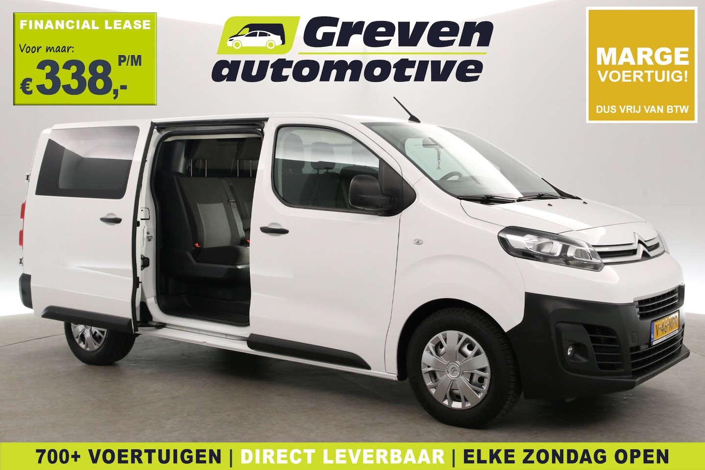 Citroën Jumpy - 2.0 BlueHDI 145PK L3H1 | Marge | DC | 6 Zits | Airco | Cruise | Carplay | 2xSchuifdeur - AutoWereld.nl
