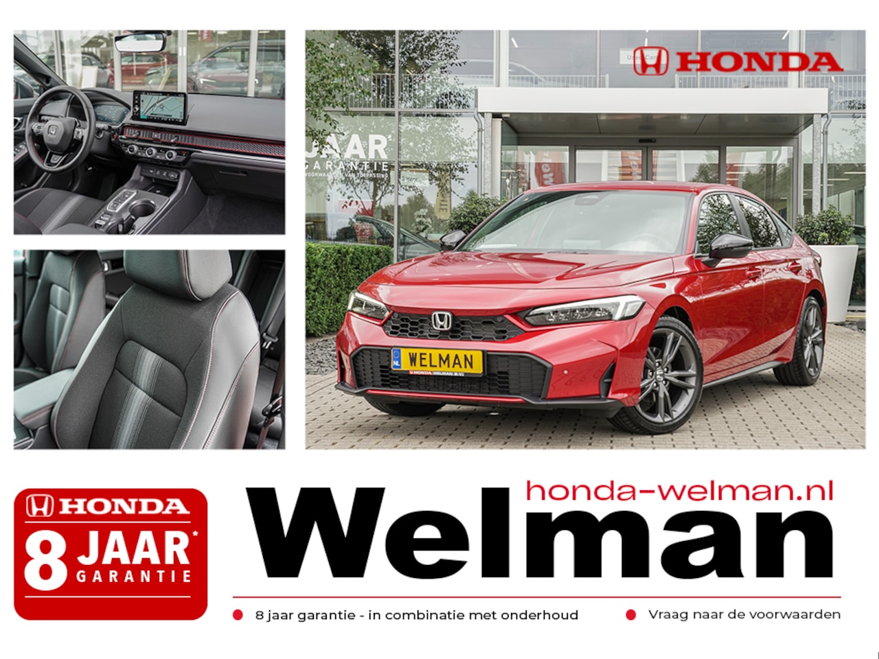 Honda Civic - 2.0i e:HEV SPORT - NIEUW - HYBRID - 184 PK - AutoWereld.nl