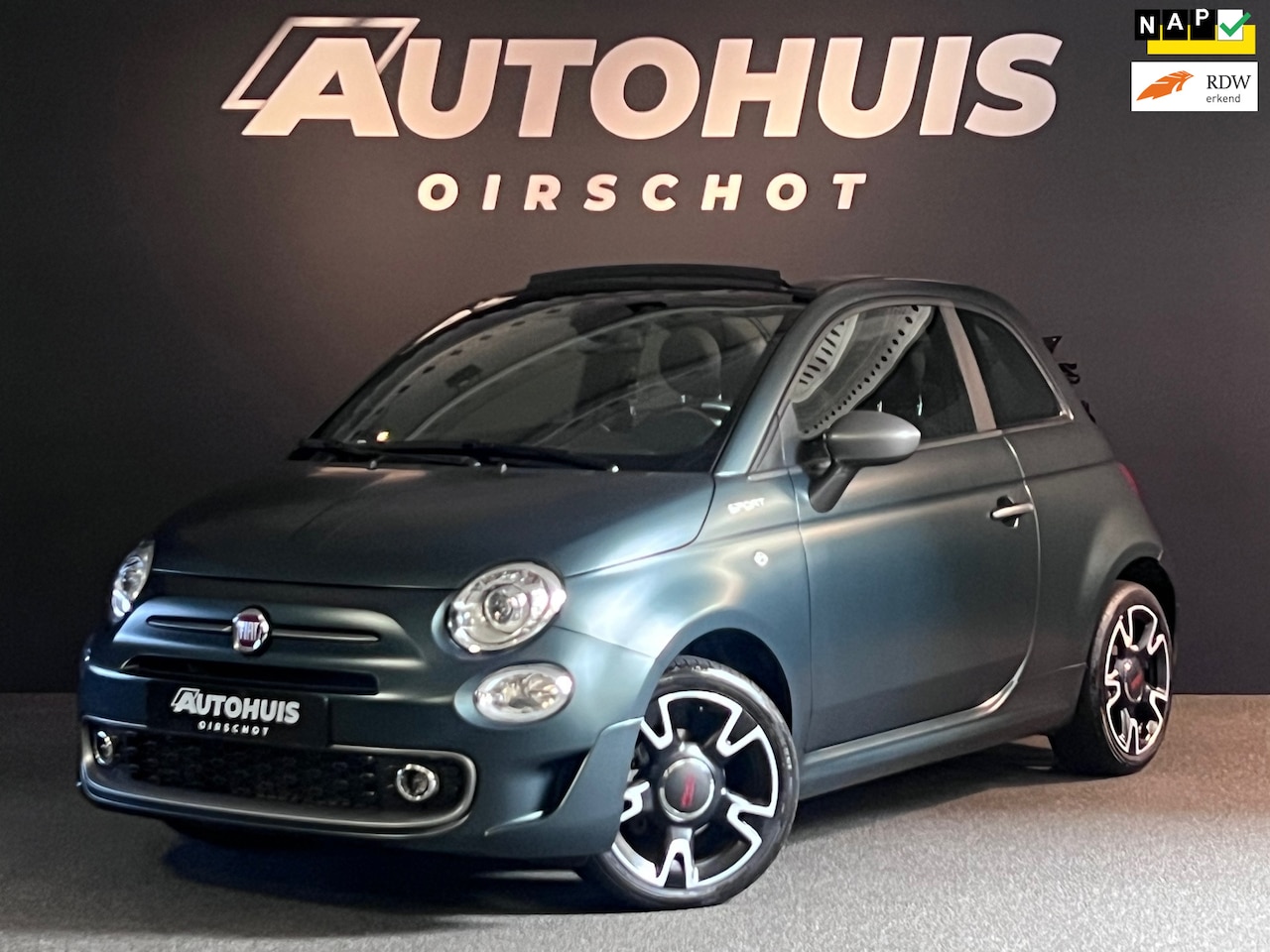 Fiat 500 C - 1.0 Hybrid Sport Matt groen/ Beats Audio/ Carplay/ DAB+/ Cruise Control - AutoWereld.nl