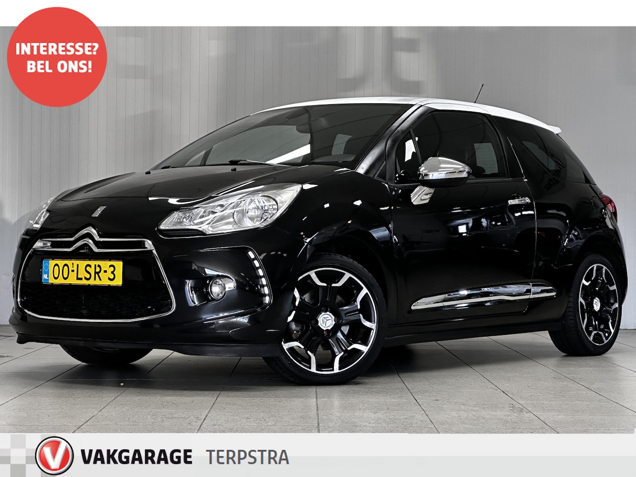 Citroën DS3 - 1.6 THP Sport Chic/ Bi-Tone/ 17'' LMV/ Zwarte-Hemel/ LEDER/ Navi/ Clima/ Cruise/ Elek. pak - AutoWereld.nl