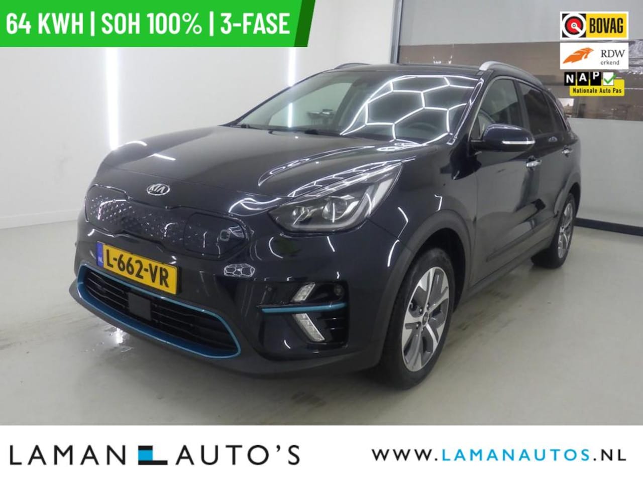 Kia e-Niro - DynamicPlusLine 64 kWh | SOH 100% | 3-fase | Open dak CarPlay ECC Nav ACC 17" LMV LED Came - AutoWereld.nl