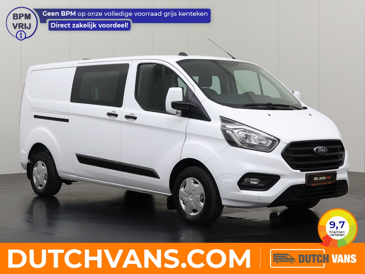 Ford Transit Custom - 2.0TDCi 130PK Lang Dubbele Cabine | Werkplaats | Standkachel | Airco | Cruise | - AutoWereld.nl