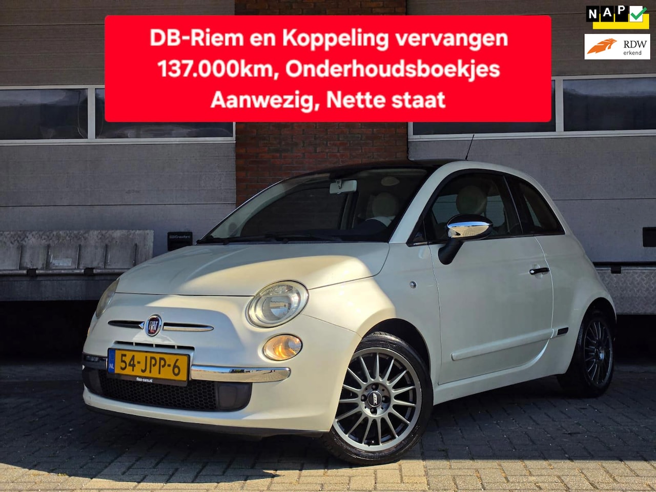 Fiat 500 - 1.2 Lounge|Panoramadak|DB-riem vervangen|Koppeling vervangen|Onderhoudsboekjes|NL-Auto - AutoWereld.nl