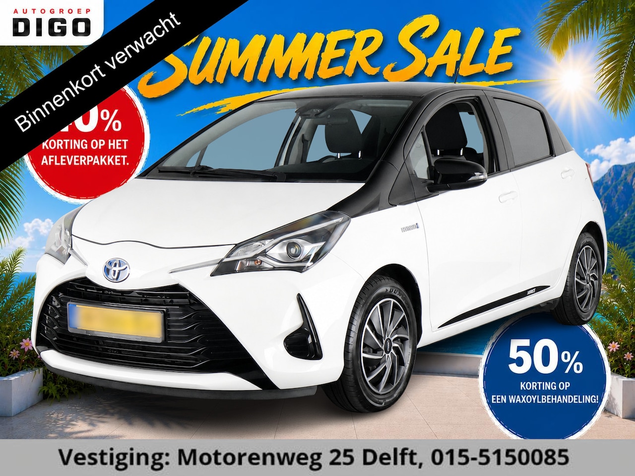 Toyota Yaris - 1.5 HYBRID BLACK & WHITE GARANTIE TOT 2030! CLIMAT CONTROLL. ACHTERUITRIJ CAMERA . SLECHTS - AutoWereld.nl