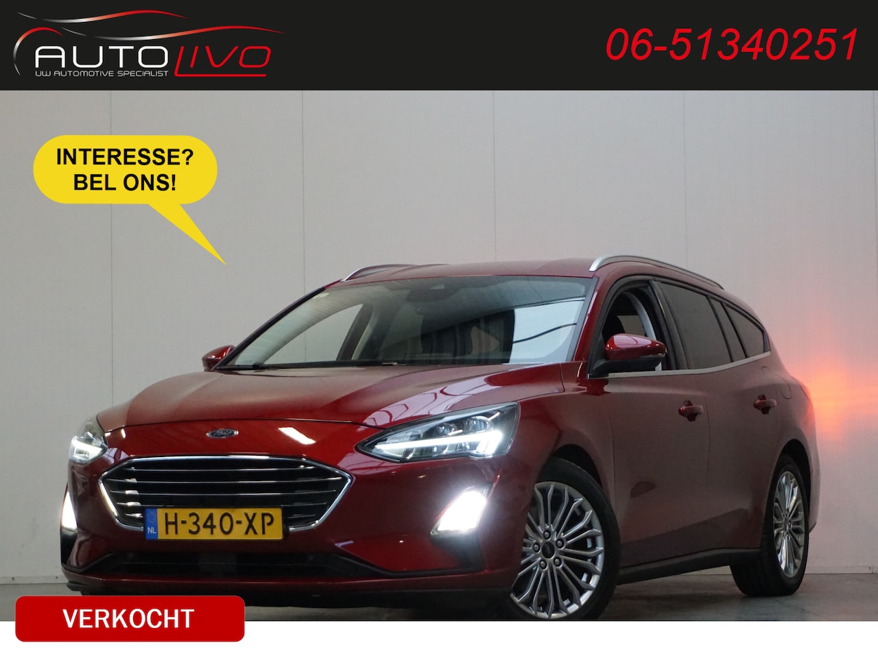 Ford Focus Wagon - 1.5 EcoBlue Titanium Business AUTOMAAT! LED CLIMA ST. VERW. NAV CLIMA PDC TREKHAAK etc. - AutoWereld.nl
