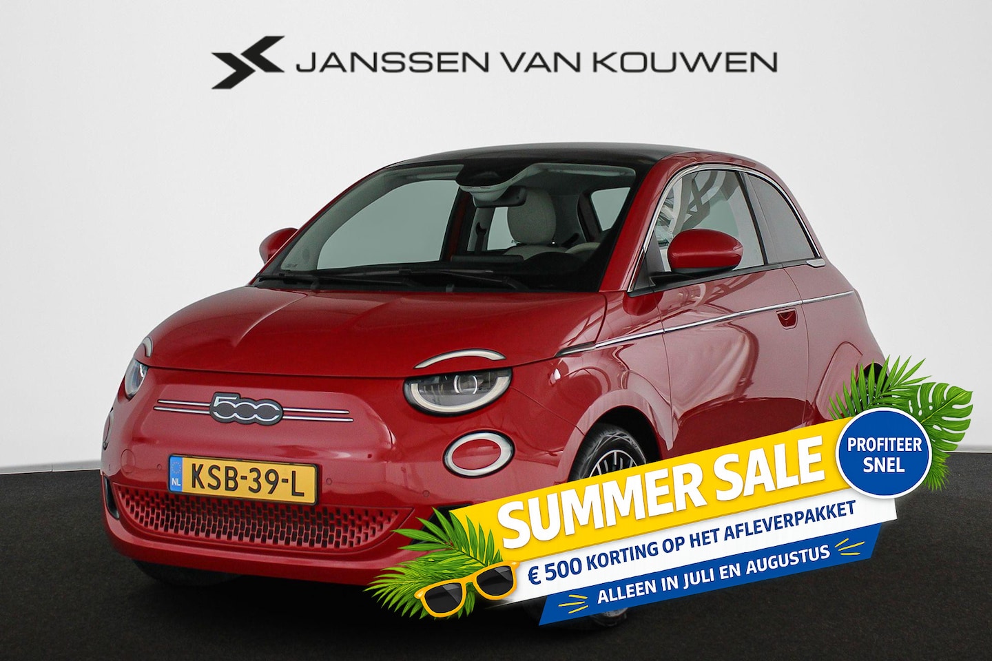 Fiat 500e - La Prima 42 kWh Pano Leder Stoelverwarming JBL Camera Apple CarPlay - AutoWereld.nl