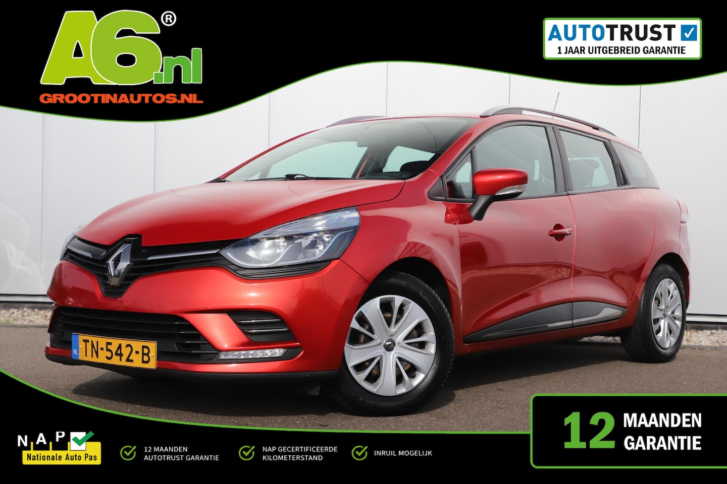 Renault Clio - 0.9 TCe Zen Navigatie Bluetooth Airco Cruise Control Parkeersensor Parelmoer Rood Metallic - AutoWereld.nl