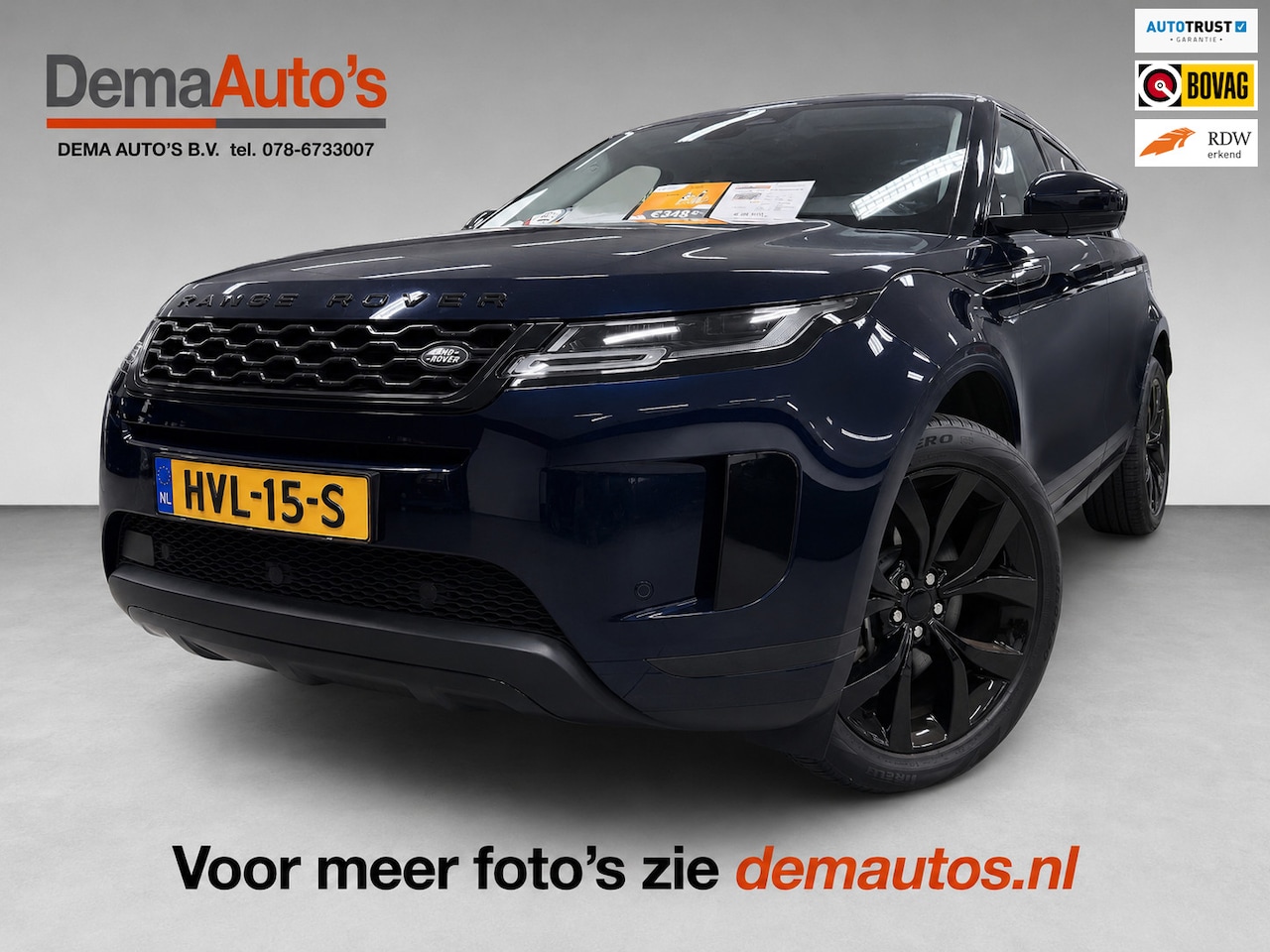 Land Rover Range Rover Evoque - 1.5 P300e AWD BLACK-LINE SOH 95%/NAVI/V-COCKPIT/LEDER/DAB/CARPLAY/LED/CAM/M-STOELEN/// - AutoWereld.nl