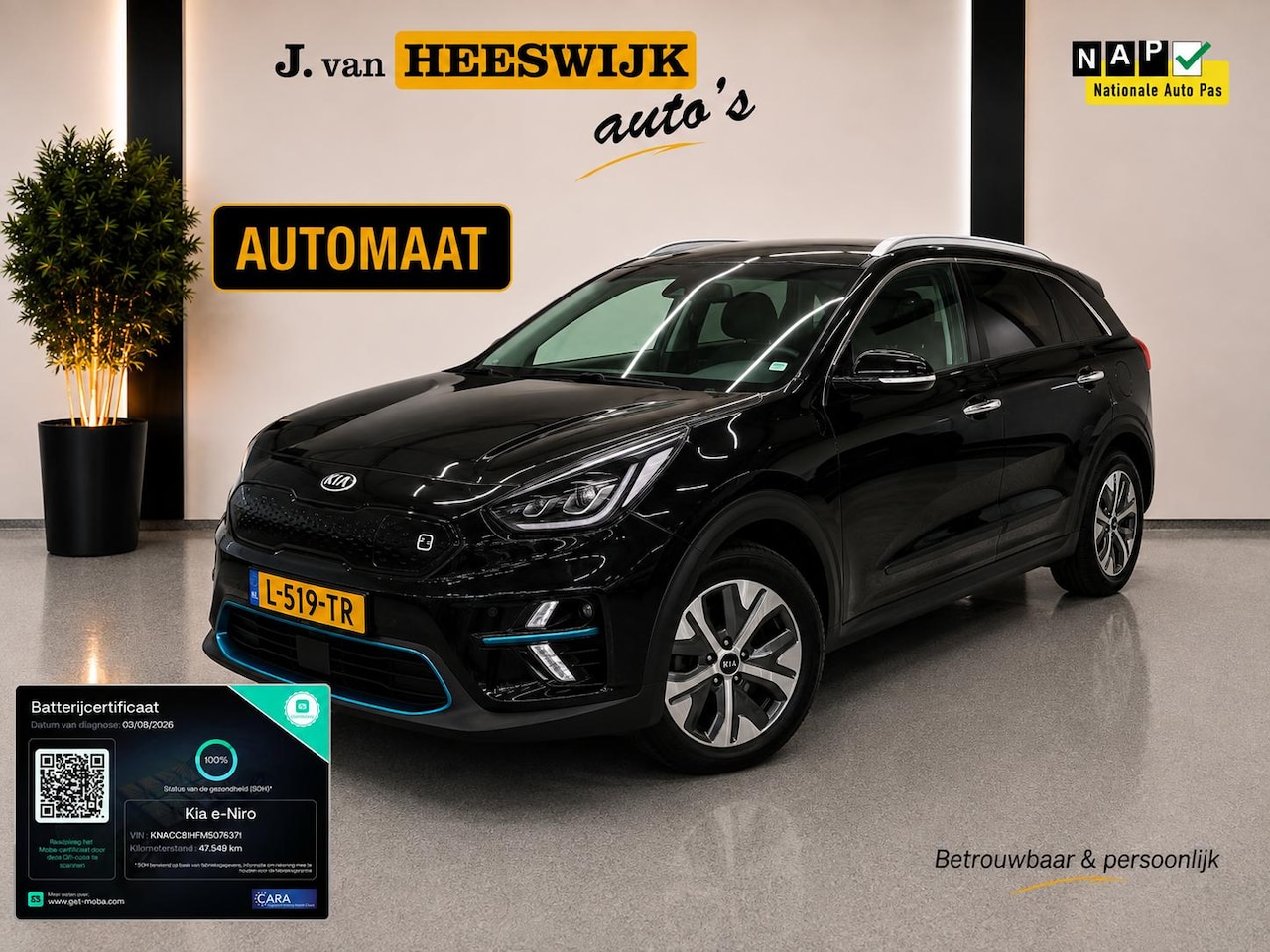 Kia e-Niro - DynamicPlusLine 39 kWh SOH 100% | 3-fase laden | Climatec ontrol | Open dak | Stoelverwarm - AutoWereld.nl