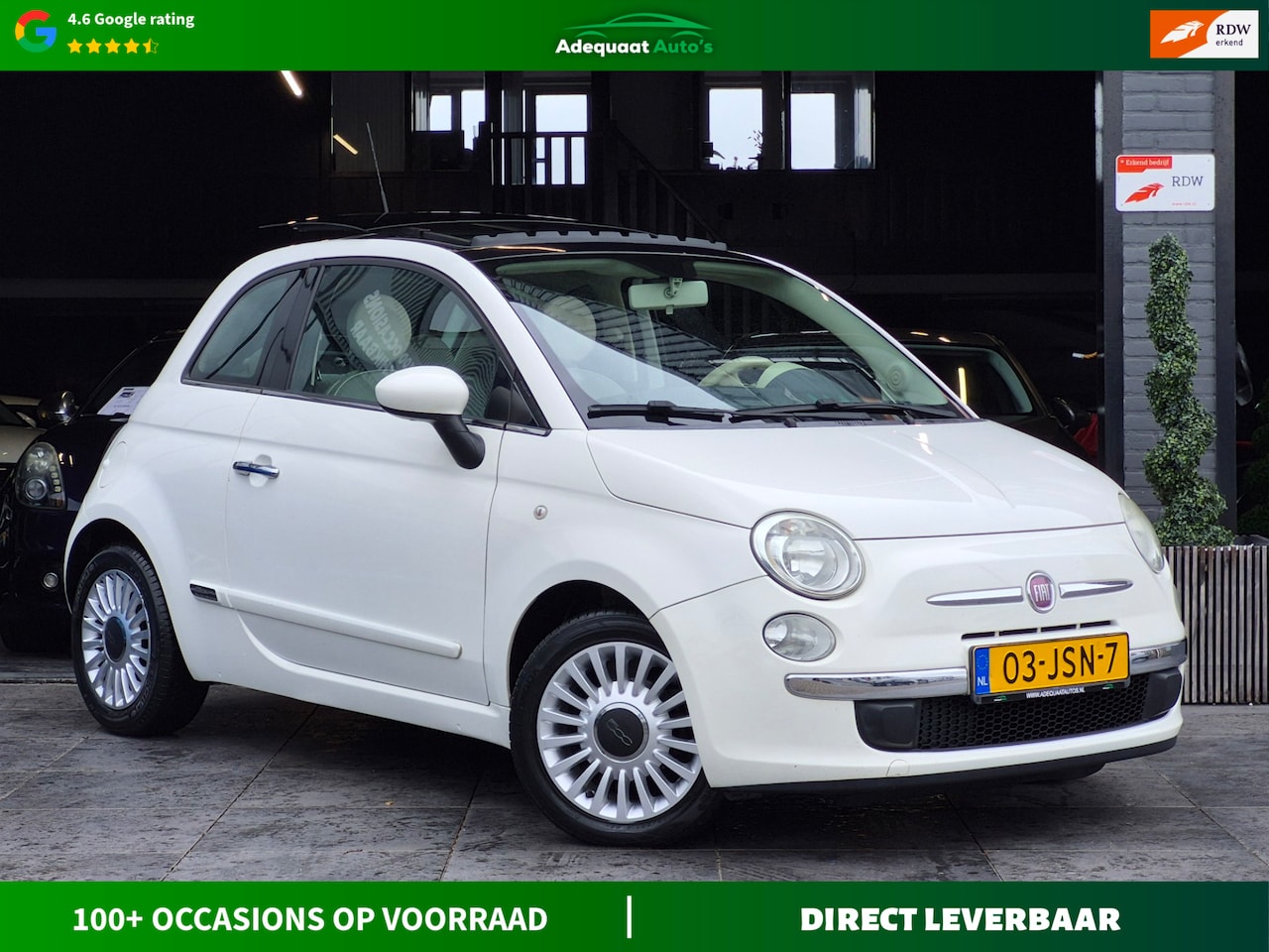 Fiat 500 - 1.2 Lounge|AUT|Airco|Panoramadak|NAP|APK - AutoWereld.nl