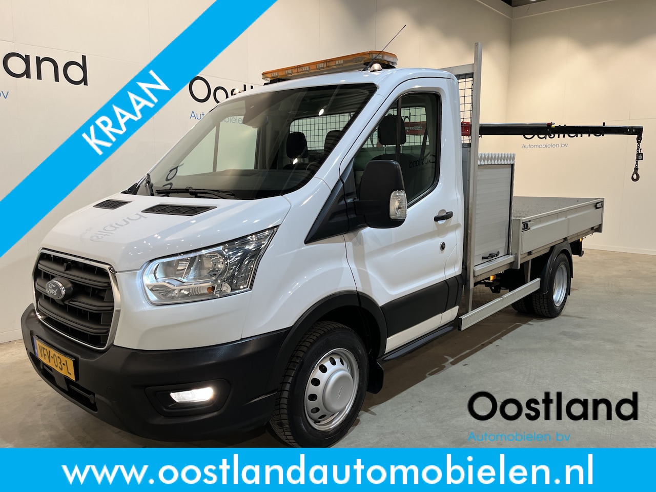 Ford Transit - 350 2.0 TDCI L2 Trend RWD Open Laadbak / Maxilift kraan / Euro 6 / Trekhaak 3.000 KG / Dub - AutoWereld.nl