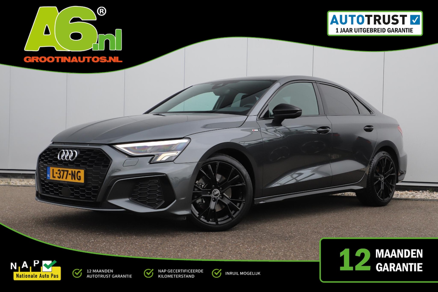 Audi A3 Limousine - 30 TFSI S edition Black Pack Trekhaak Automaat Half Leder Rode Stiksels 18 inch LED Naviga - AutoWereld.nl