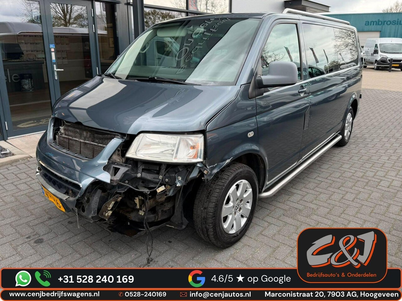 Volkswagen Transporter - 2.5 TDI 340 Trendline DC voorschade, airco, cruise, leder, automaat, MARGE - AutoWereld.nl