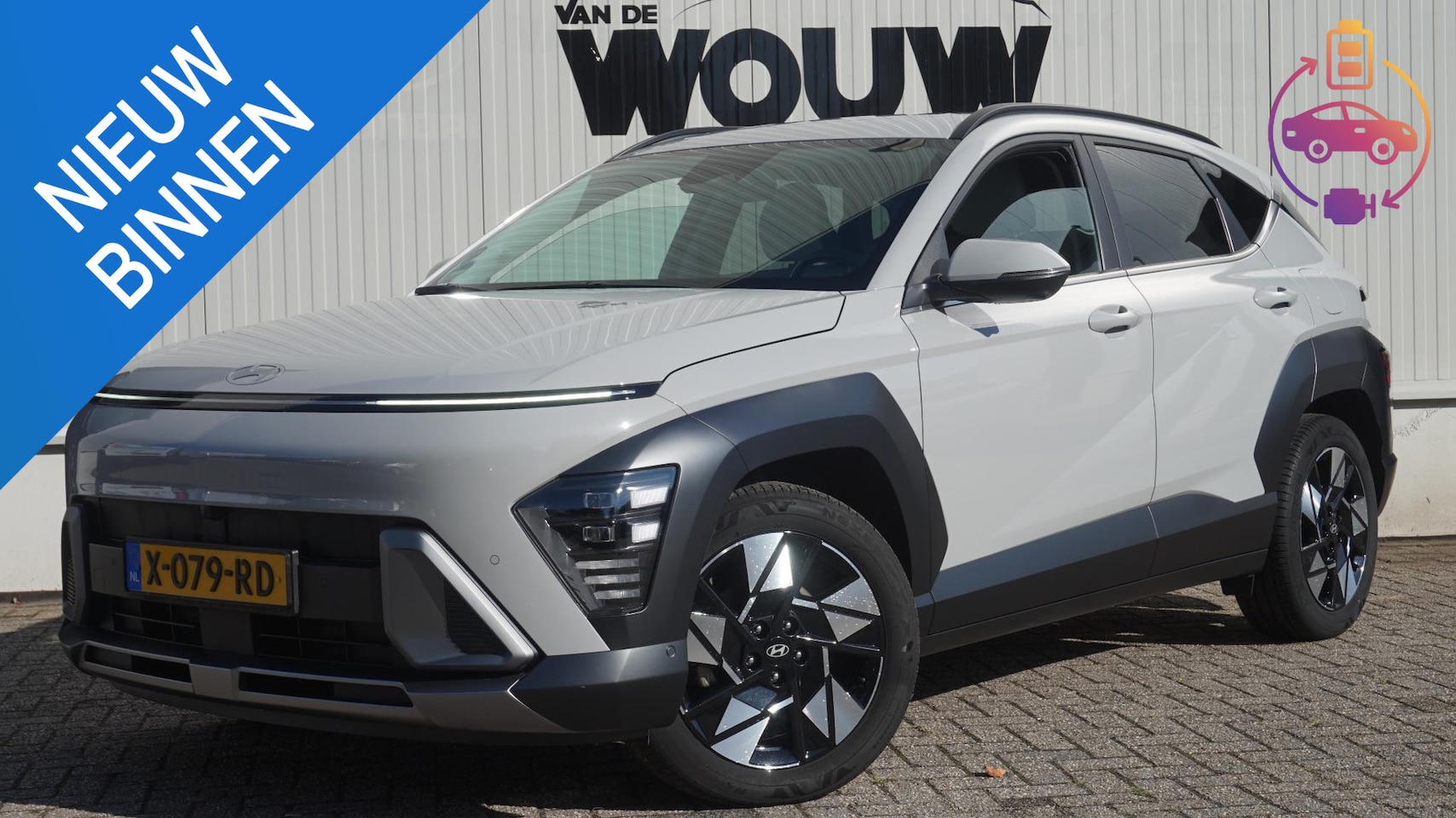 Hyundai Kona - 1.6 GDI HEV Premium Elektr Achterklep | Elektr bed Stoelen voor | Light Grey Leder interie - AutoWereld.nl