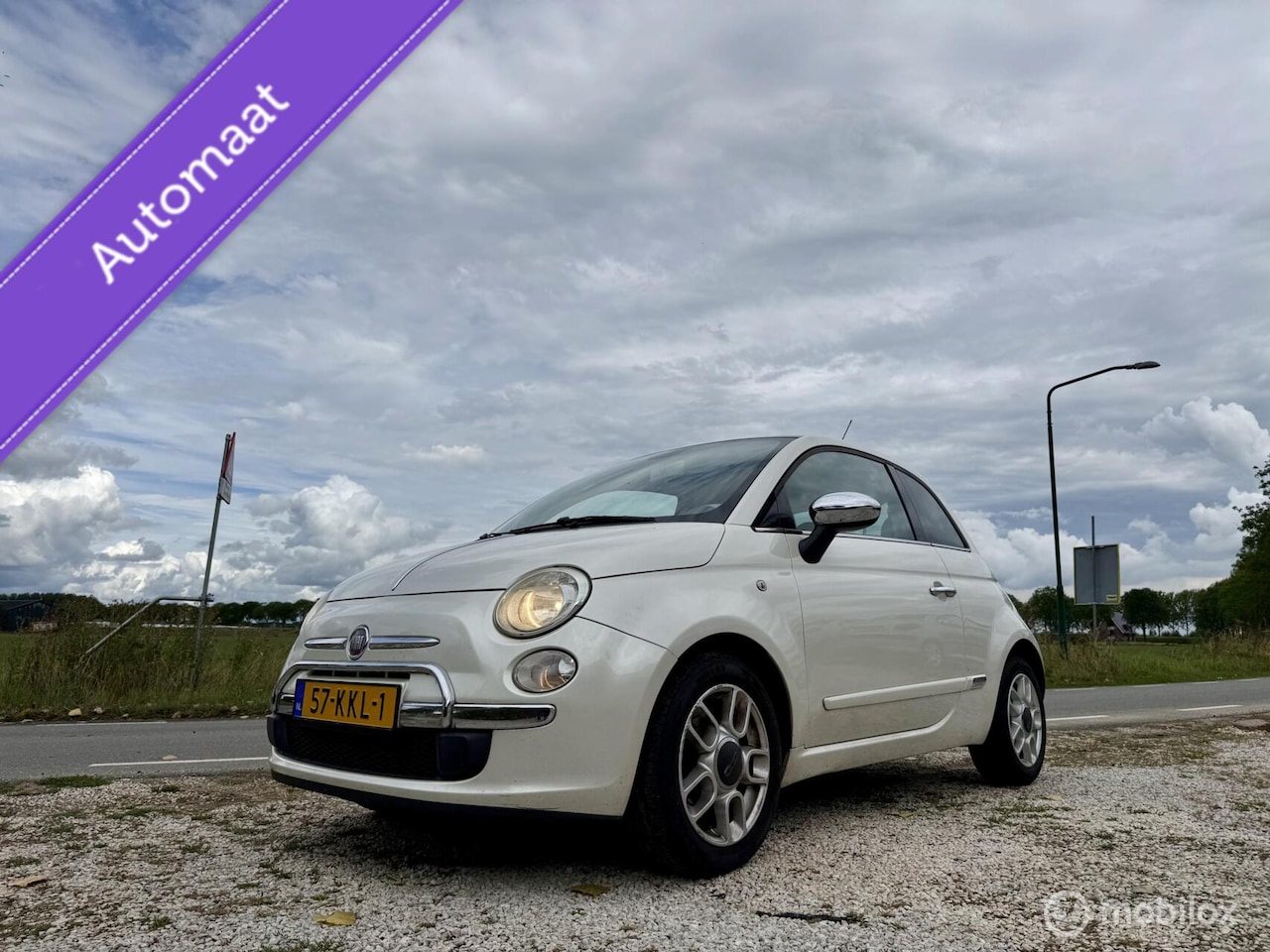 Fiat 500 - 1.2 1.2, BJ 2009, Automaat, Airco, Nwe APK, Parelmoer - AutoWereld.nl