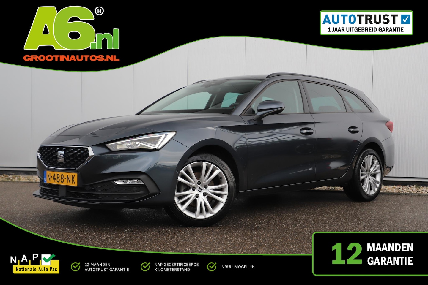 SEAT Leon Sportstourer - 1.0 TSI Style Business Intense 110PK Virtual Half Leder Navigatie Achteruitrijcamera Carpl - AutoWereld.nl