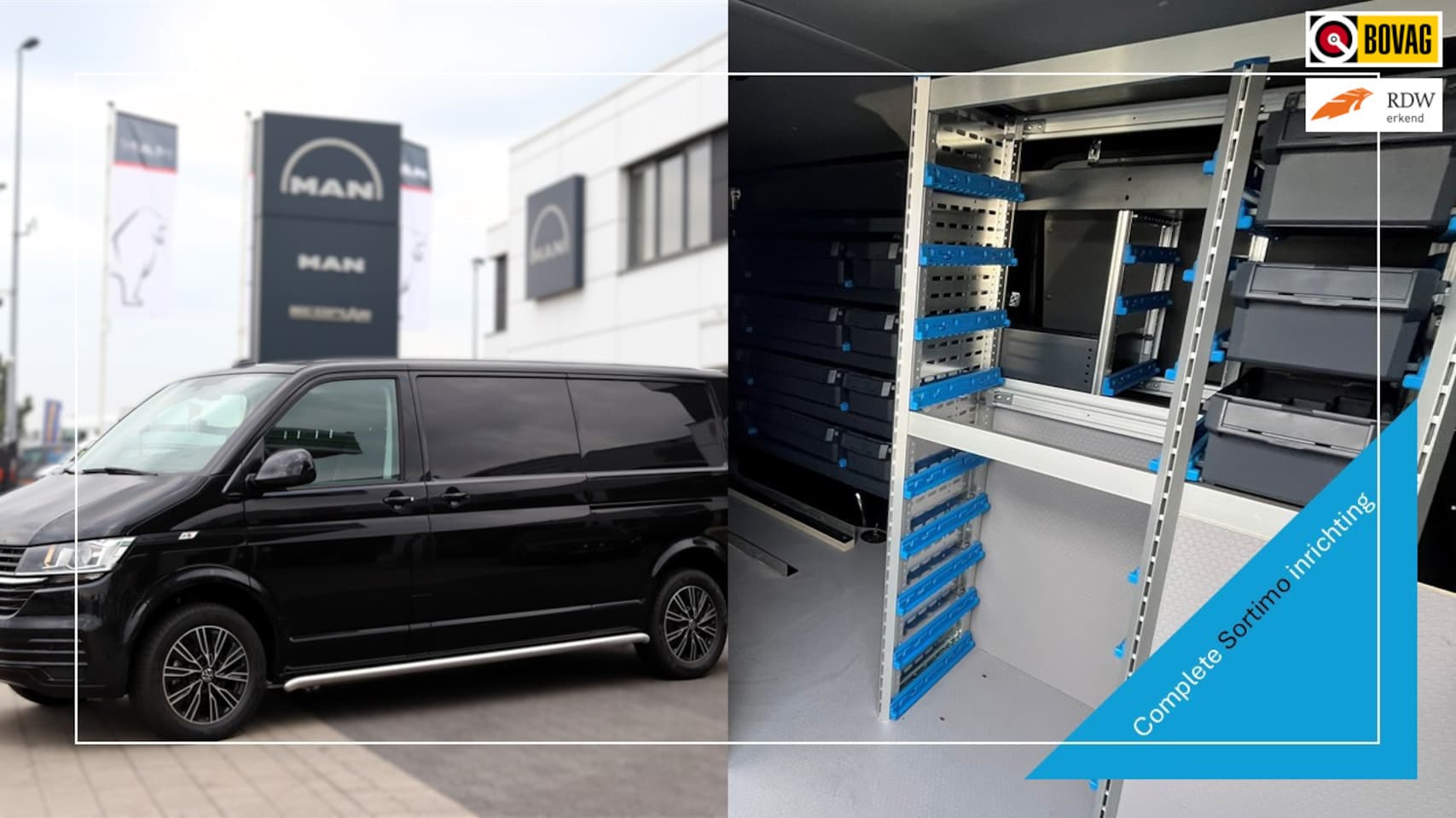 Volkswagen Transporter - 150 pk DSG Comfortline, Complete Sortimo inrichting, 17 LMV, bumpers en spiegels in kleur, - AutoWereld.nl