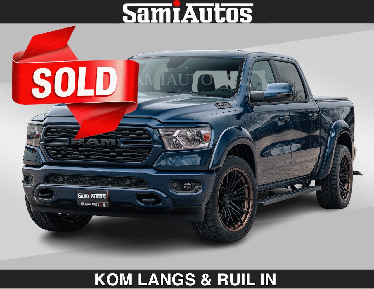 Dodge Ram Pick Up - SPORT | 5.7 V8 4x4 HEMI | PANORAMA DAK | GROOTSCHERM 12 INCH | LPG | Patriot Blue CREW CAB - AutoWereld.nl