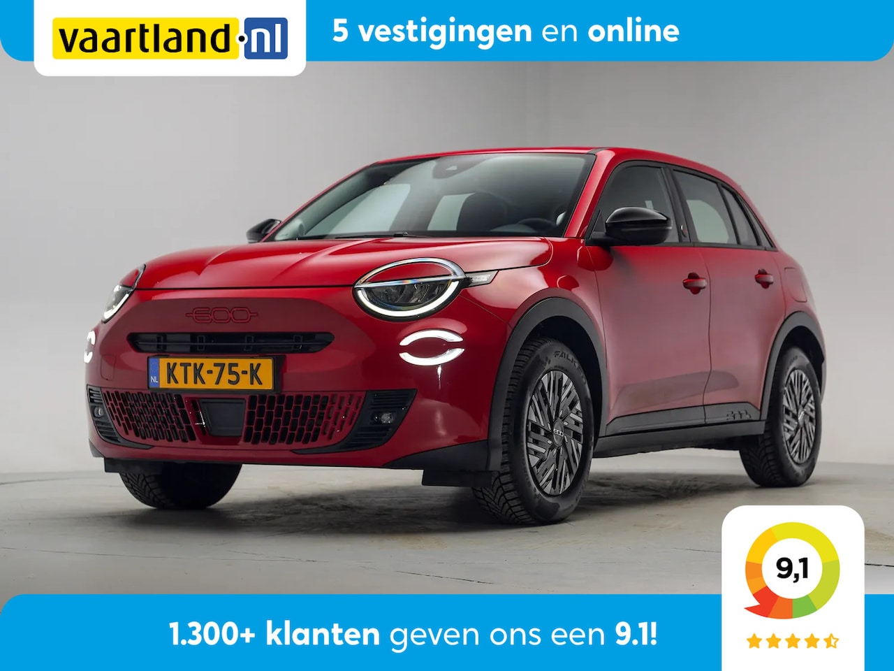 Fiat 600 - RED 54 kWh [ LED Apple/Android Climate Cruise ] - AutoWereld.nl