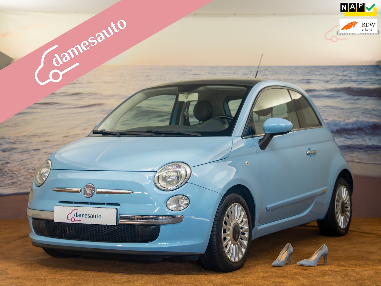 Fiat 500 - 0.9 Lounge, Babyblauw, NAP, - AutoWereld.nl