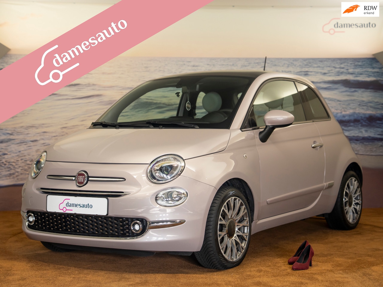 Fiat 500 - 1.0 Hybrid Launch Edition 1.0 Hybrid Launch Edition, NAV, powder pink, incl garantie - AutoWereld.nl